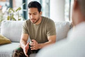 person in counseling as part of veterans treatment